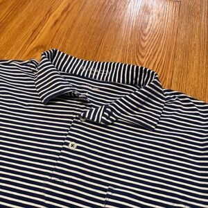 B Draddy Men's Polo Shirt Large Striped Golf Blue Preppy Country Club